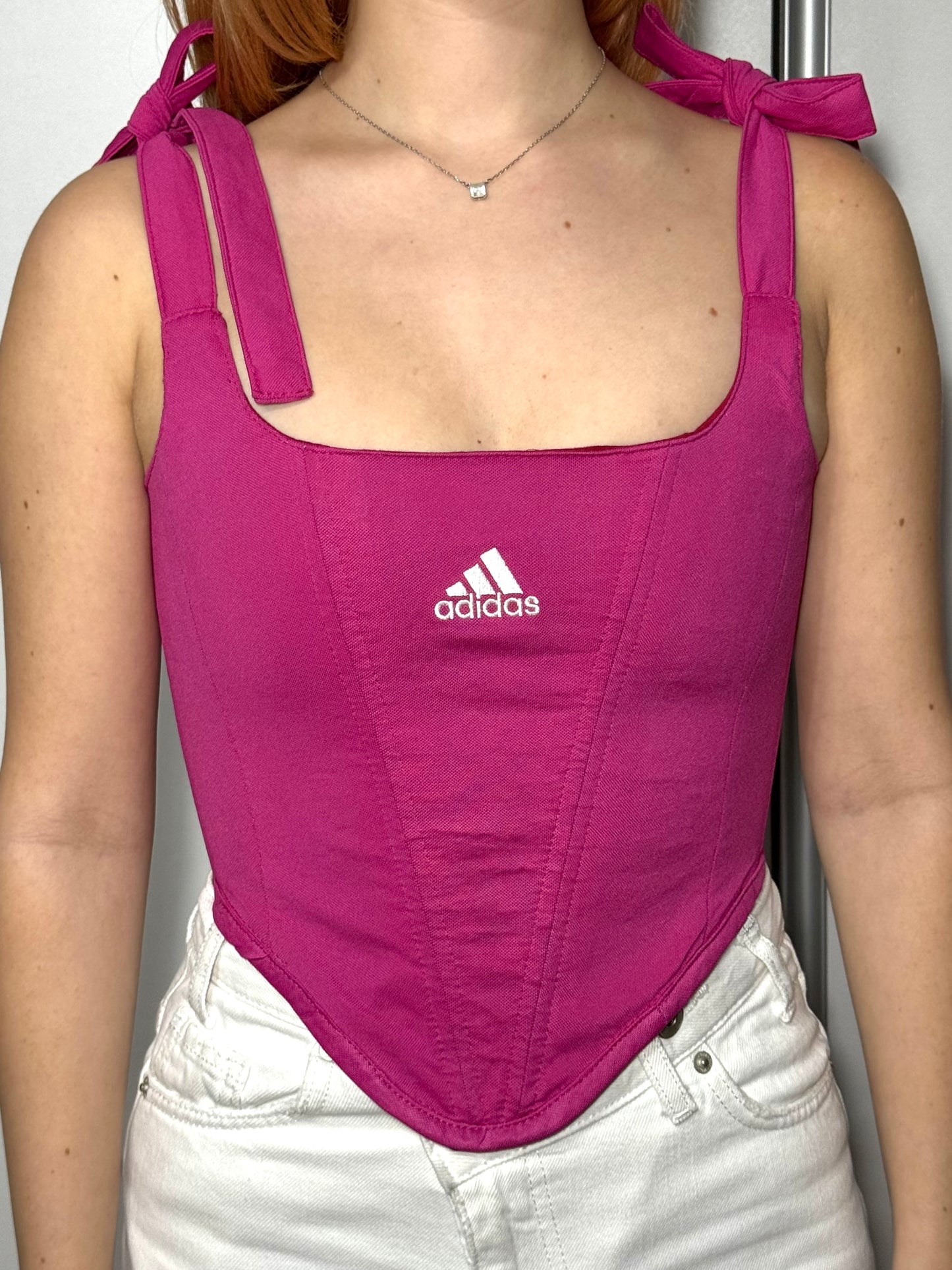 Reworked Adidas Pink Corset Top