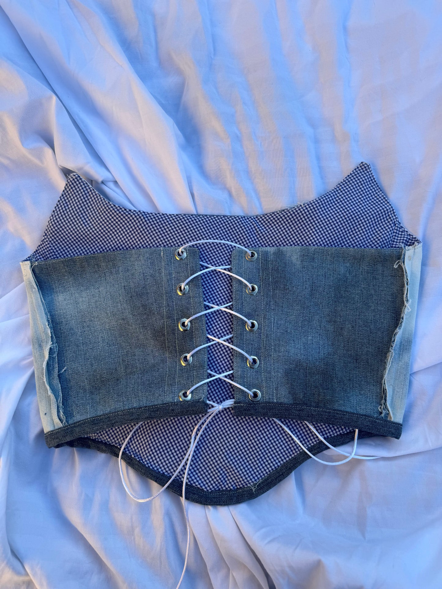 Denim Corset Top made from Hugo Boss jeans