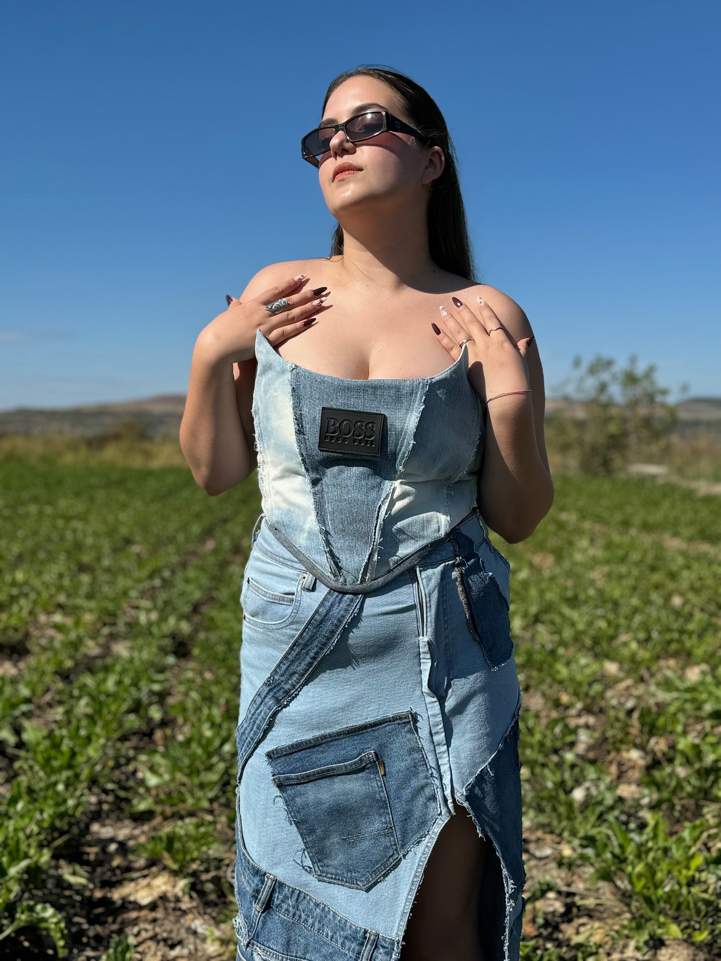 Denim Corset Top made from Hugo Boss jeans