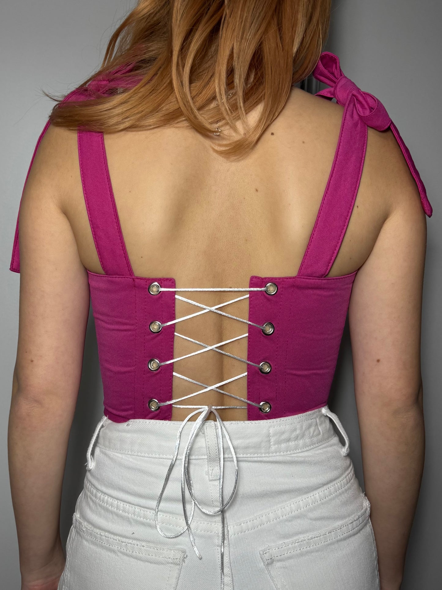 Reworked Adidas Pink Corset Top